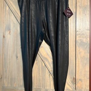 Ava & Viv Black Faux Leather Leggings
